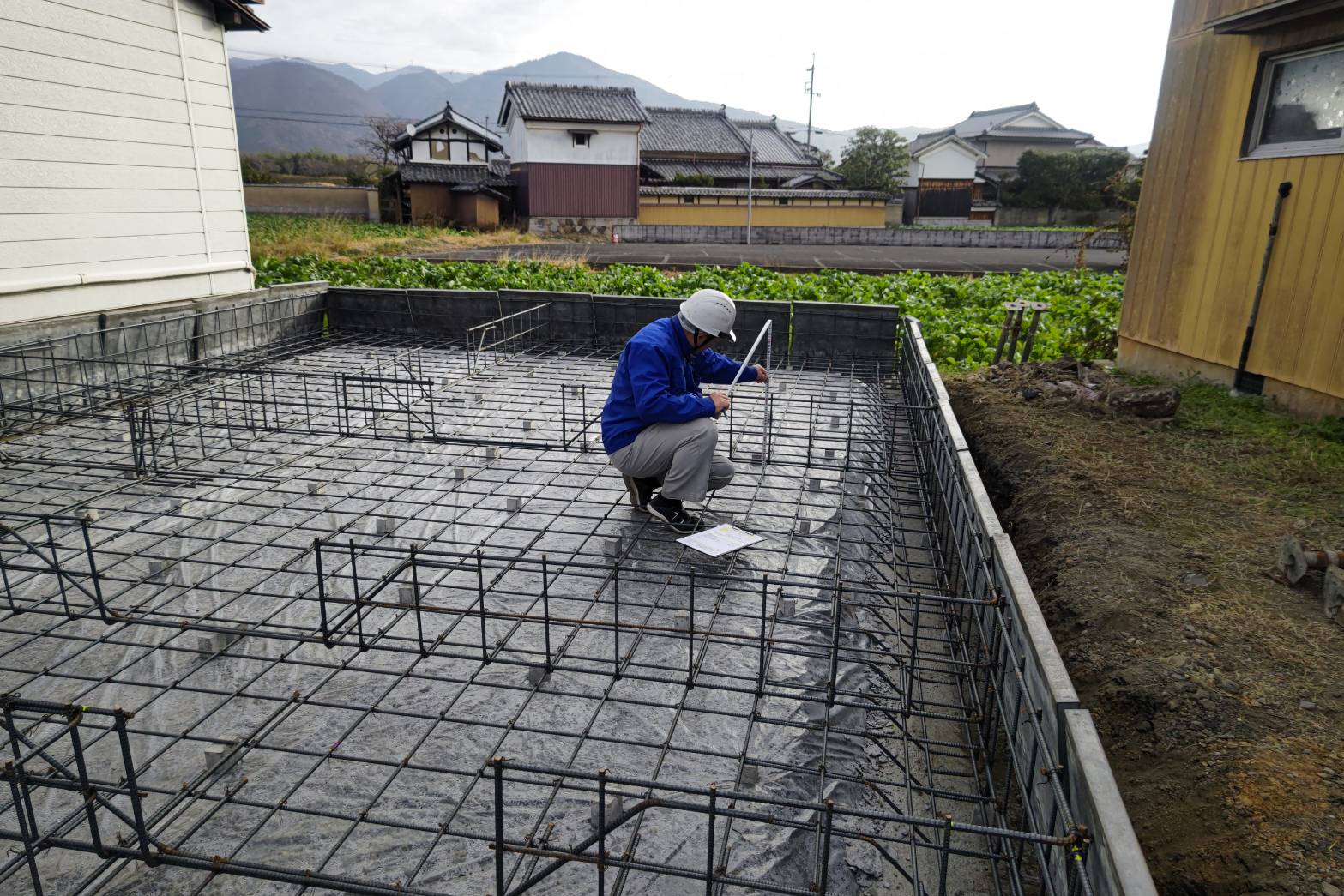 亀岡市で建てるZEH注文住宅の配筋検査